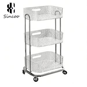 Manufacturer Wholesale High-Grade Transparent Acrylic Salon <b>Trolley</b> Cart with 360 Degree Wheels for Beauty & Nail Salons Hotels - Product Image 1