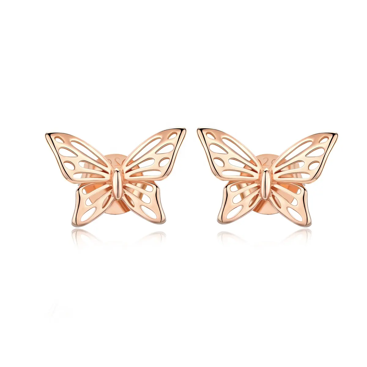 low MOQ designer moissanite 18k gold plated luxury earrings Custom wholesale jewelry butterfly Sterling Silver 925 hoop earring