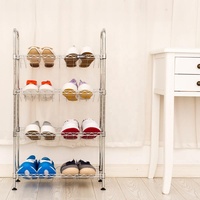 Étagère à chaussures pliable à 4 niveaux en métal chromé, étagère à chaussures modulaire multi-niveaux en fil d'acier pour la maison