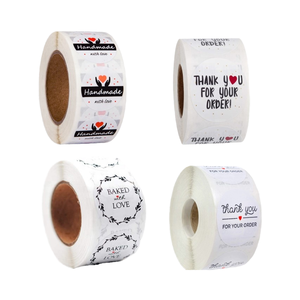 สติกเกอร์ขอบคุณแบบม้วน พิมพ์ลายขูดได้ตามสั่ง สำหรับธุรกิจขนาดเล็ก ฉลากสติกเกอร์ lx - Product Image 1