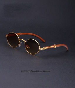 Gafas de Sol FRIENDS, Nuevo Modelo para Hombre, Metal con Acabado Madera, Forma de Cuerno de Búfalo, Ovaladas Pequeñas y Redondas, Gafas de Sol Modernas <span class=keywords><strong>2021</strong></span> - Product Image 2