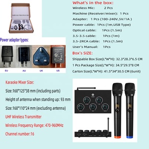 Hỗ trợ TV UHF không dây 16 kênh năng động không dây Microphone Karaoke Mixer tất cả các âm thanh mixer trong một Mic Karaoke Mixer hệ thống - Product Image 5