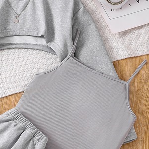 13-16 Years Old Girls Clothing Long-Sleeved Top + <b>Suspender</b> One-Piece Vest + Long Pants Three-Piece Children's Clothing - Product Image 3