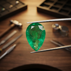 Émeraude naturelle zambienne de 15,91 carats, forme poire, facettée, pierre précieuse en vrac, grande pierre verte de luxe, bijoux fins, certifiée GIA, Jai Narayan - Product Image 2