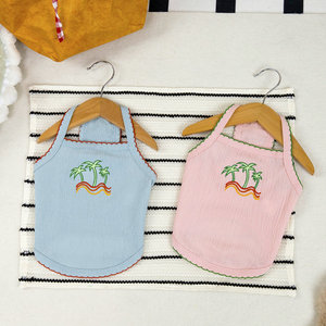 Chaleco para Perro de Poliéster Transpirable, Elegante y Bonito, con Diseño de Cocotero Rosa, <span class=keywords><strong>Ropa</strong></span> para Mascotas para Primavera y Verano - Product Image 1