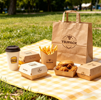 Boîtes d'emballage en papier pour hamburgers à emporter, logo personnalisé, poulet à emporter, contenants jetables de qualité alimentaire pour la restauration rapide