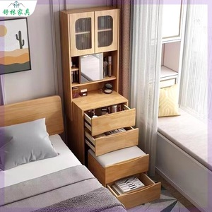 Nordic Solid Wood Dressing <b>Table</b> With Drawer Bedside Storage Cabinet For <b>Small</b> Bedroom - Product Image 1