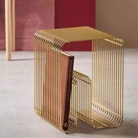 Table basse simple en acier inoxydable pour canapé, avec rangement pour livres et magazines, décoration d'appartement, meubles de restaurant