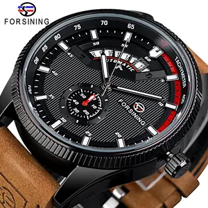 Forsining Date Men Automatic Watches Sport Style Men's Mechanical Wristwatch Luxury Military Leather Wrist Watch Man Clock 3bar
