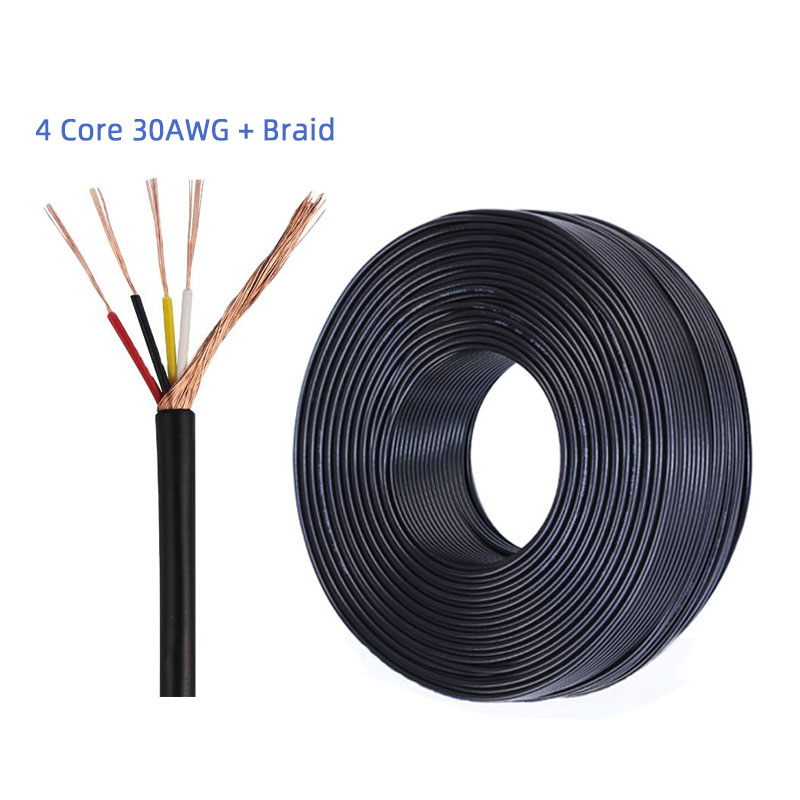 AWM 2854 30awg 4 core оплетка щита наложения оболочки проводов оболочка USB кабель для передачи данных, кабель OD 3,0 мм
