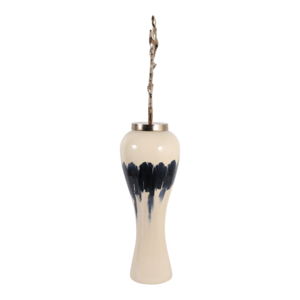Vaso decorativo alto in metallo con coperchio a forma di foglia per decorazioni per la casa, vaso per fiori per soggiorno, camera da letto, decorazione per la casa. - Product Image 3