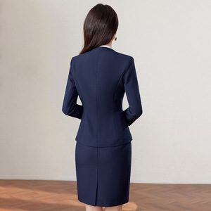 Women's Collarless Suit Set Long Sleeve Spring 2025 Hotel Uniform Gray Skirt Jacket Professional Workwear - Product Image 4
