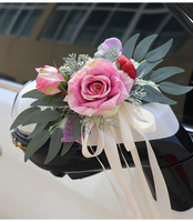 Décorations de voiture modernes faites à la main pour mariage et Saint-Valentin, fleurs artificielles en soie réutilisables, ventouses écologiques (pour
