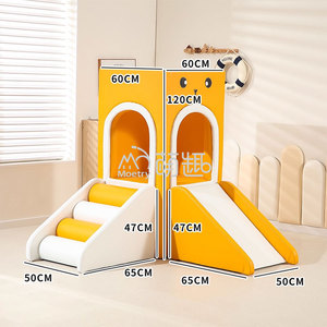 Maison de jeu en mousse Moetry pour bébés et tout-petits, aire de jeux intérieure légère avec toboggan et grimpeur pour garderie et école maternelle - Product Image 5