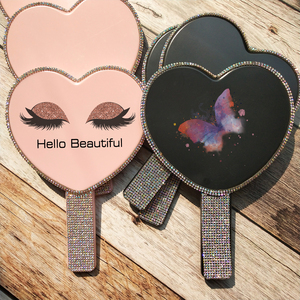Heart Shaped Hand <strong>Mirror</strong> With Rhinestone <strong>Make</strong> Your Own logo Makeup <strong>Mirror</strong> - Product Image 2