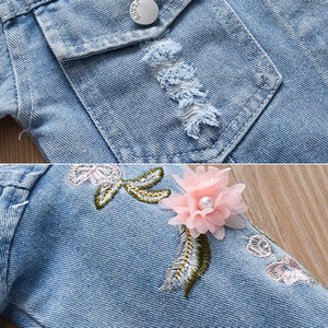 High Quality Baby <strong>Girls</strong> Autumn Denim Vintage Jeans <strong>Coat</strong> for <strong>Girl</strong> <strong>Toddler</strong> <strong>Girls</strong> Jean Jacket Rose Flower Embroidery - Product Image 4