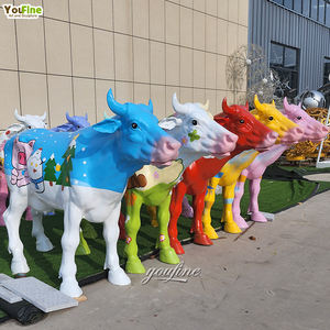 モダンな屋外ガーデングラスファイバー樹脂牛像彫刻 - Product Image 3