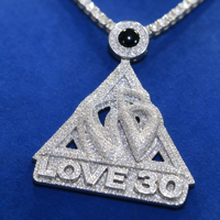 Pendentif personnalisé en forme de triangle avec lettre Kappy Boy, en argent sterling S925, Moissanite VVS, style Hip Hop, breloque disque DJ sertie de pierres