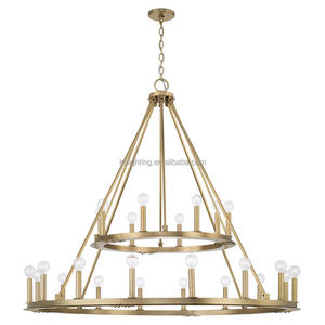 Ретро фермерский вагон колесный большой круглый деревенский светильник двухъярусная металлическая кольцевая люстра - Product Image 1