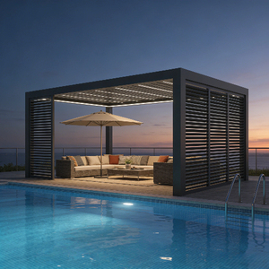 Kit de pergola en aluminium avec toit à lamelles bioclimatique, imperméable, pour jardin extérieur - Product Image 1