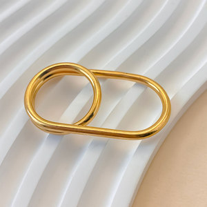 Waterproof Non Tarnish 2 Finger <b>Rings</b> 14k 18k PVD Gold Plated Fashion 316L Stainless Steel Double 2 Finger <b>Ring</b> for <b>Women</b> - Product Image 2