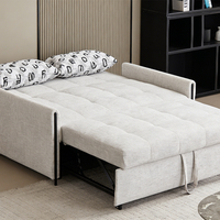 Sofá Cama de Tela Estilo Crema 2026, Doble Uso, Moderno, Multifuncional, Plegable, Extensible, Diseño para Apartamentos Pequeños