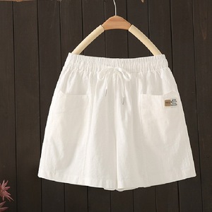 Women's Casual Shorts Elastic Waist Tie Belt Loose Fit High Waist Wide Leg A Line Breathable Cotton Summer Pants - Product Image 3