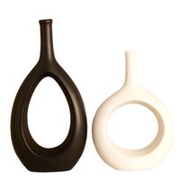 Vase en céramique noir et blanc moderne et simple, ornements, décoration d'intérieur de luxe léger pour le salon et le meuble TV, bureau