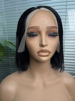Perruque Bob Lace Front Lisse en Cheveux Humains, Dentelle Transparente Brun Clair, Sans Colle, Emballage Personnalisé, Vente en Gros