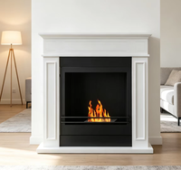 Cheminée électrique moderne autoportante en bois peint en blanc avec design décoratif sur mesure sans télécommande