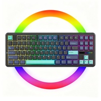 Keyboard Mekanik Nirkabel Tri-Mode BT5.0/2.4GHz/USB-C Hot Swappable Keyboard Kustom RGB Backlit untuk Gaming PC PS