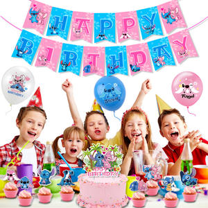 Kit de Décoration Thème <span class=keywords><strong>Stitch</strong></span> <span class=keywords><strong>Rose</strong></span> pour Fête, Comprend une Bannière et des Cake Toppers pour Anniversaire de Filles, Fournitures de Fête <span class=keywords><strong>Stitch</strong></span> - Product Image 3