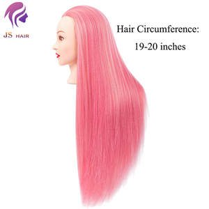 2020 Têtes de mannequin Cosmetolofy avec mannequin en cheveux synthétiques avec support, tête d'entraînement rose pour la pratique de la coiffure - Product Image 5