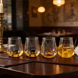 Vaso de Cerveza de Vidrio con Figura de Gato - Regalo para <span class=keywords><strong>Amantes</strong></span> <span class=keywords><strong>del</strong></span> <span class=keywords><strong>Vino</strong></span>, Gran Venta - Product Image 2