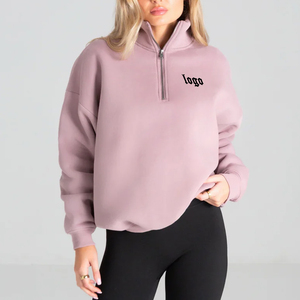 Felpe <span class=keywords><strong>con</strong></span> Cappuccio Oversize <span class=keywords><strong>in</strong></span> Cotone e Poliestere di Alta Qualità <span class=keywords><strong>con</strong></span> <span class=keywords><strong>Zip</strong></span> 1/4 per Donna, Felpe Personalizzate all'Ingrosso - Product Image 2