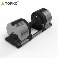 Ensemble d'haltères réglables TOPKO, design breveté, entraînement de force, ajustement rapide, augmentation de 1 kg, chrome