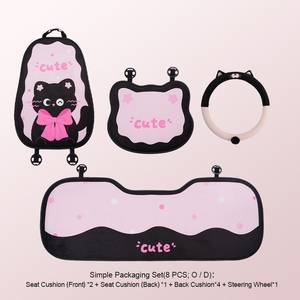 Cuscino per Sedile Auto Bows Kitty, Set Completo per Interni, Stile Cartone Animato Autunno/Inverno, Materiali in Peluche Ecologici, Protezione, Design Personalizzato - Product Image 5