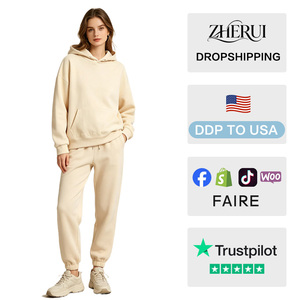 Conjunto de 2 Piezas de Pantalones Deportivos y Sudadera con Capucha de Color Sólido de Primera Calidad para Mujer - Product Image 2