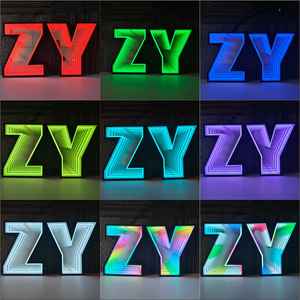 Personnalisé 3D Infinity <span class=keywords><strong>Abyss</strong></span> Abyssal Miroir LED Magique Signalisation Tenture Murale Acrylique Lettre Logo Publicité Décoration En Verre - Product Image 3