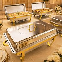 Chauffe-plat rectangulaire professionnel en acier inoxydable 9QT pour buffet, idéal pour hôtels, restaurants et traiteurs