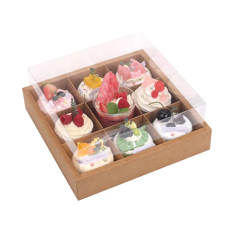 Kotak kaku timbul Foil emas populer untuk kue Cupcake Macaron makanan penutup suguhan kemasan makanan pernikahan 2/4/6/9 pembagi