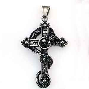 Stainless Steel <b>Cross</b> Gothic Pterosaur Necklace for <b>Men</b> Vintage Titanium Steel Dragon Skull Pendant Necklace Religious Jewelry - Product Image 5