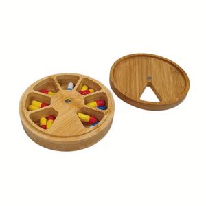 Hot Sale Bamboo Daily Vitamin Organizer Weekly Pill Storage Cases Portable Wooden Medicine Box Pill Box for Travel - Product Image 4