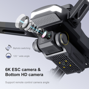 Drone Portatile 6K per Fotografia Aerea con Doppia Fotocamera, Funzioni di Evitamento Ostacoli e Hovering, Aeromobile Giroscopico Sportivo - Product Image 3