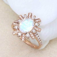 Bague de fiançailles vintage en argent 925 plaqué or rose, style Art Déco, sertie de pierres de lune, certifiée NGTC, unique pour mariage/fête/cadeau