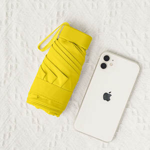 Mini parapluie de poche super compact, manuel à 6 plis pour femmes, protection UV, poignée en plastique, forme plate, minuscule avec housse - Product Image 6