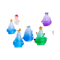 Feliz adorno decoración de Navidad árbol pequeño resina arte artesanía Micro paisaje figuras brillantes luminosas 3D Navidad invierno ornamento
