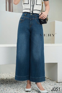 Jeans pour femmes à jambes larges Jeans pour femmes droits classiques taille haute Denim respirant pour vêtements décontractés - Product Image 3