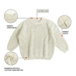 Оптовая продажа, в наличии, однотонный теплый зимний и осенний детский вязаный свитер с круглым вырезом и длинными рукавами для детей - Product Image 2