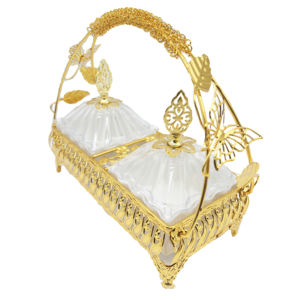 Bol à <span class=keywords><strong>Sucre</strong></span> en Céramique à 2 Chargeurs, Plateau Métallique, Présentoir à Cupcakes, Assiettes à Thé, Décorations du Ramadan, Art Déco - Product Image 1